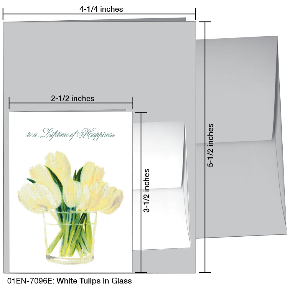 White Tulips In Glass, Greeting Card (7096E)