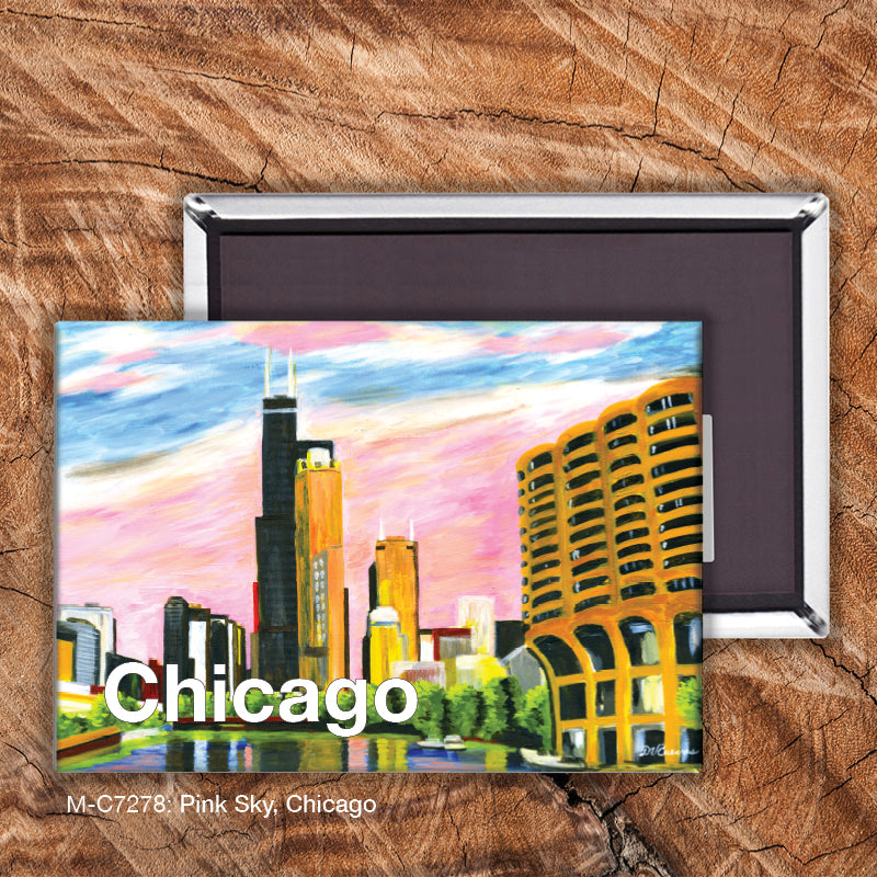 Pink Sky, Chicago, Magnet (7278)