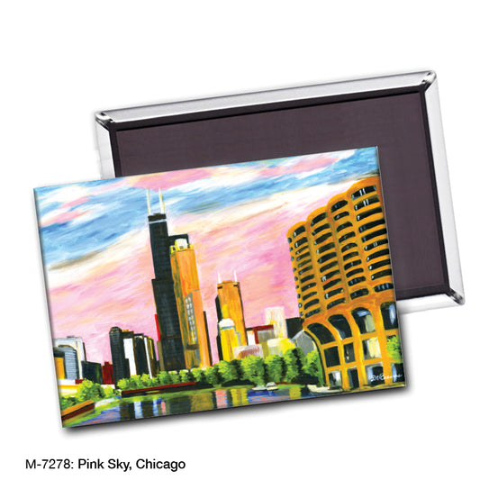 Pink Sky, Chicago, Magnet (7278)