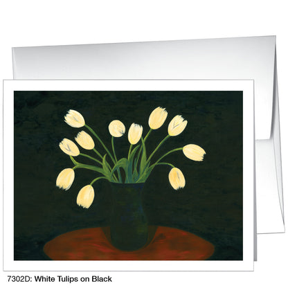 White Tulips On Black, Greeting Card (7302D)