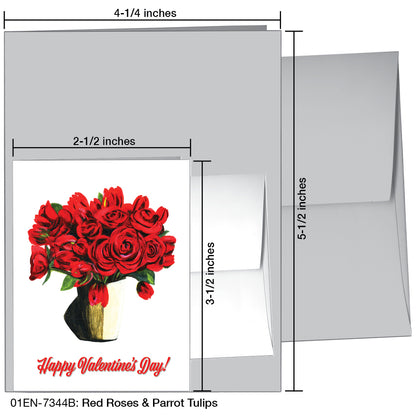 Red Roses & Parrot Tulips, Greeting Card (7344B)