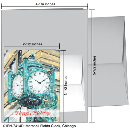 Marshall Fields Clock, Chicago, Greeting Card (7414D)