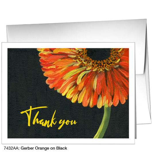 Gerber Orange On Black, Greeting Card (7432AA)