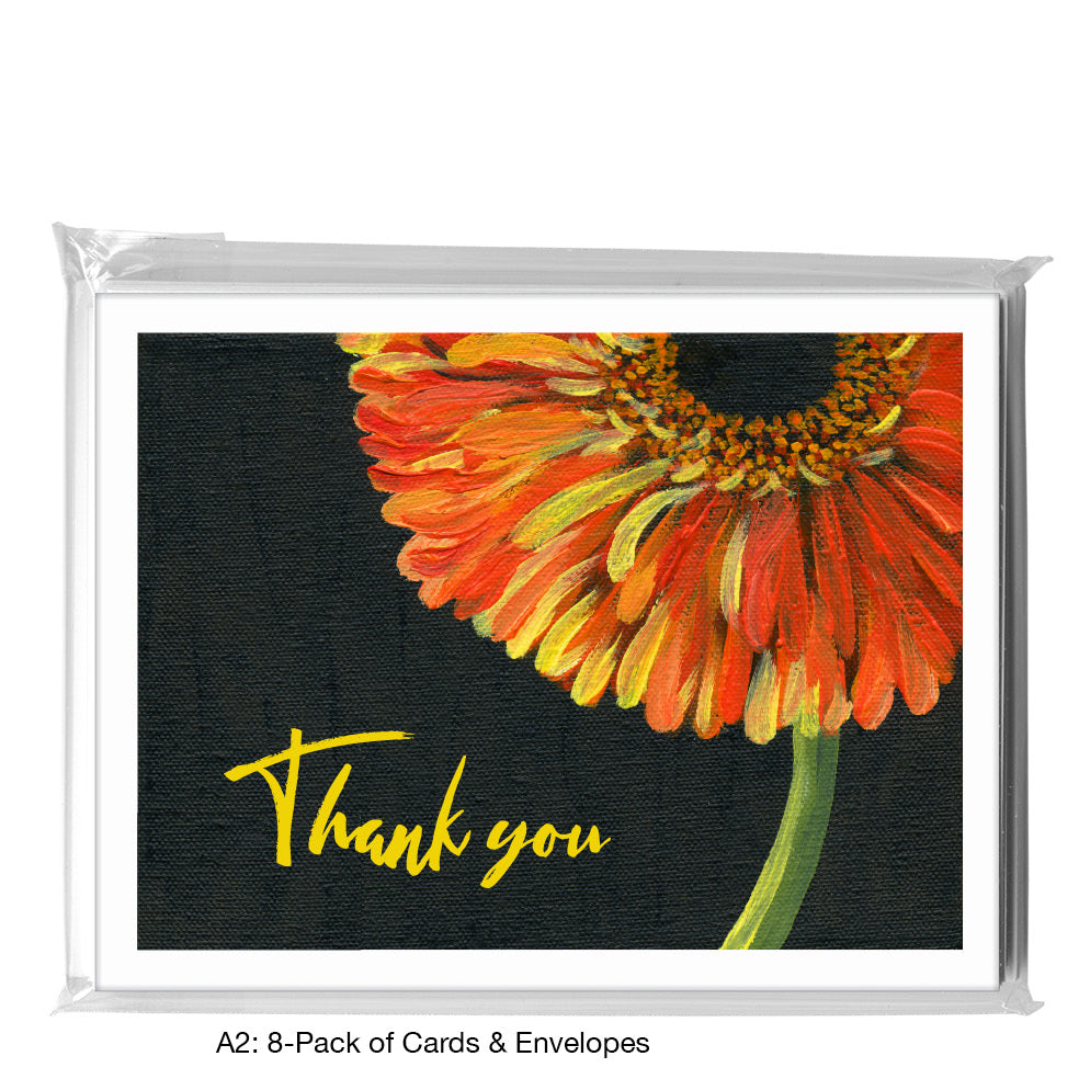 Gerber Orange On Black, Greeting Card (7432AA)