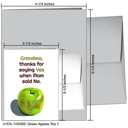 Green Apples Trio 1, Greeting Card (7485BB)