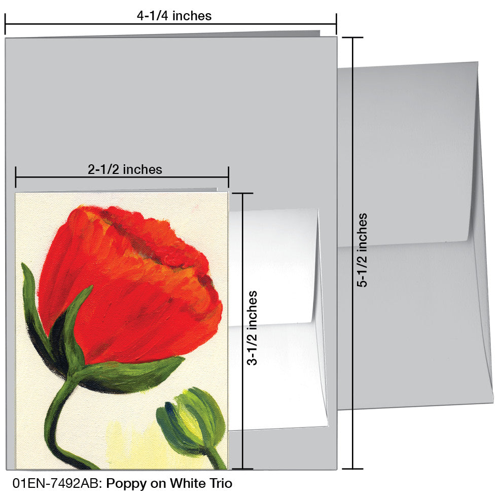 Poppy On White Trio, Greeting Card (7492AB)