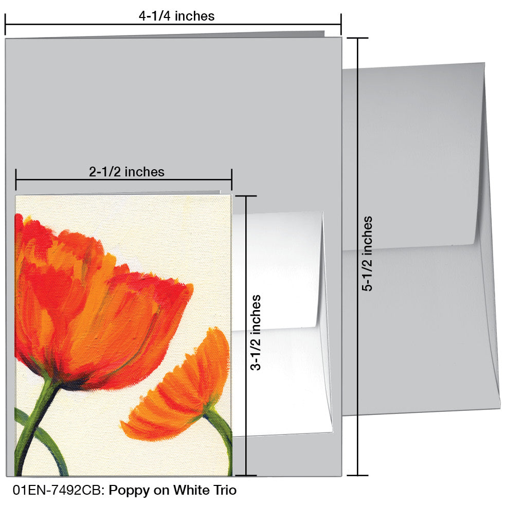 Poppy On White Trio, Greeting Card (7492CB)