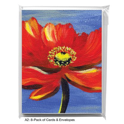 Poppy On Blue Gray, Greeting Card (7494AB)