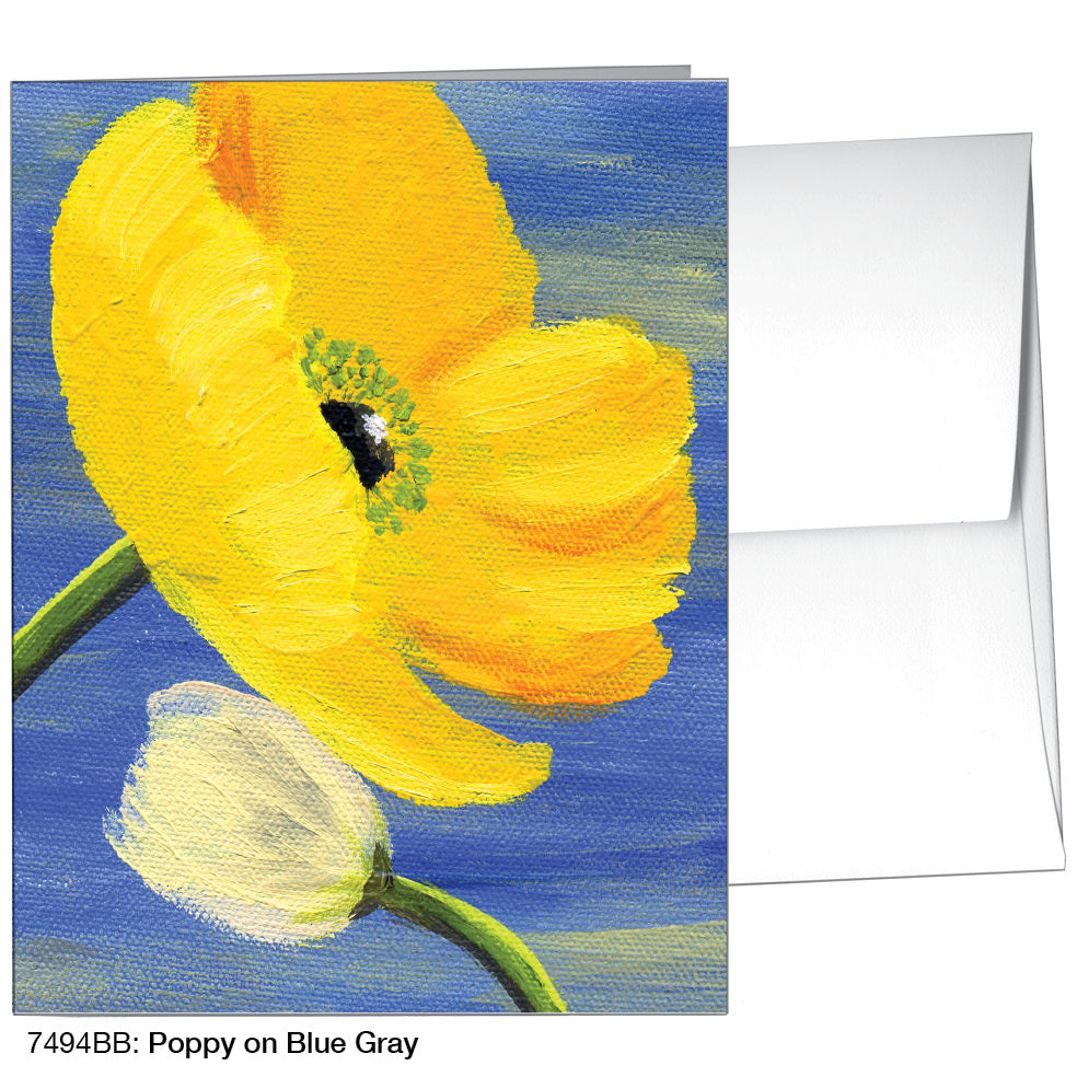 Poppy On Blue Gray, Greeting Card (7494BB)