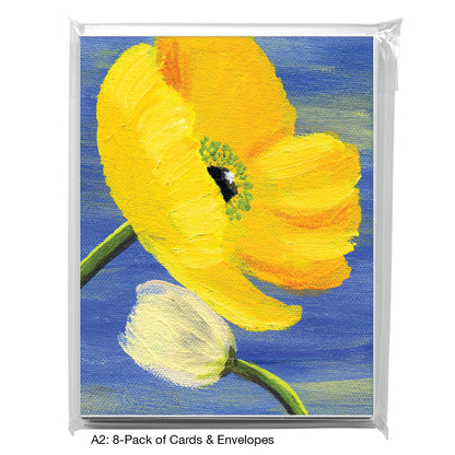 Poppy On Blue Gray, Greeting Card (7494BB)