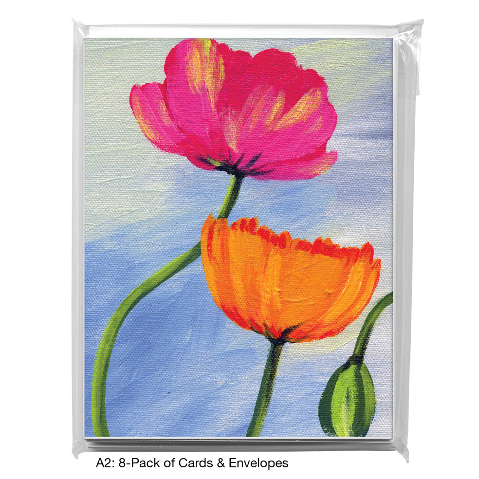 Poppy On Light Blue, Greeting Card (7493BA)