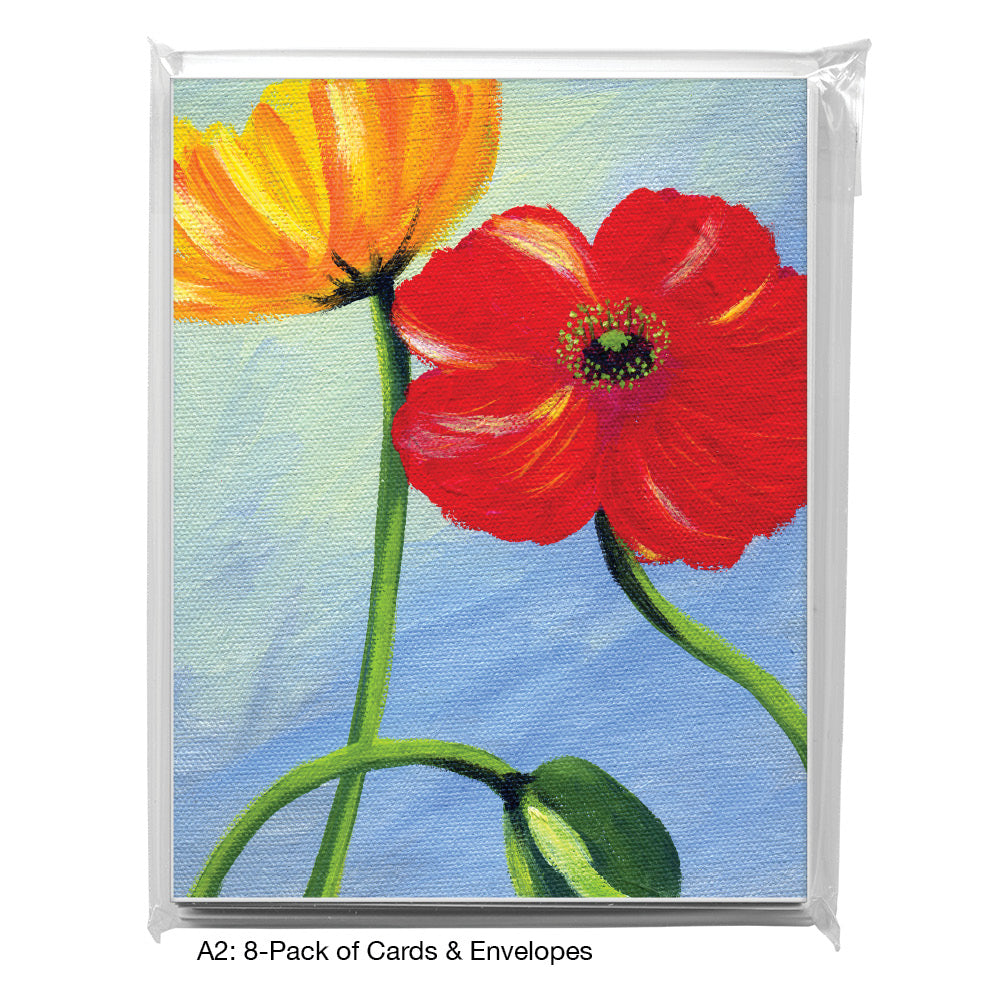 Poppy On Light Blue, Greeting Card (7493CB)