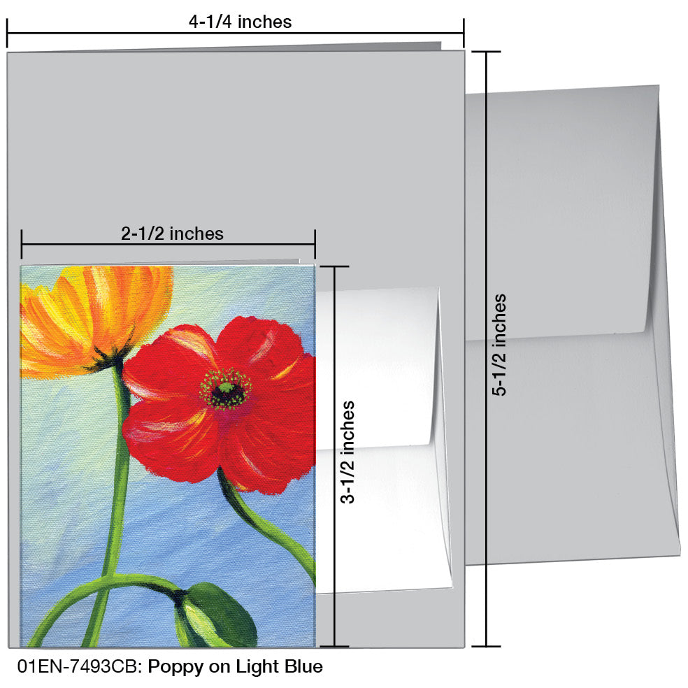 Poppy On Light Blue, Greeting Card (7493CB)