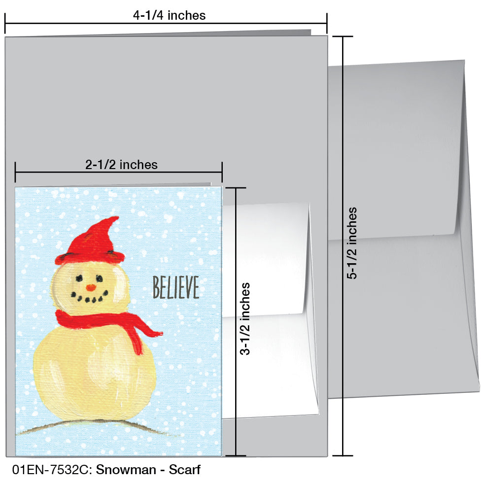 Snowman - Scarf, Greeting Card (7532C)