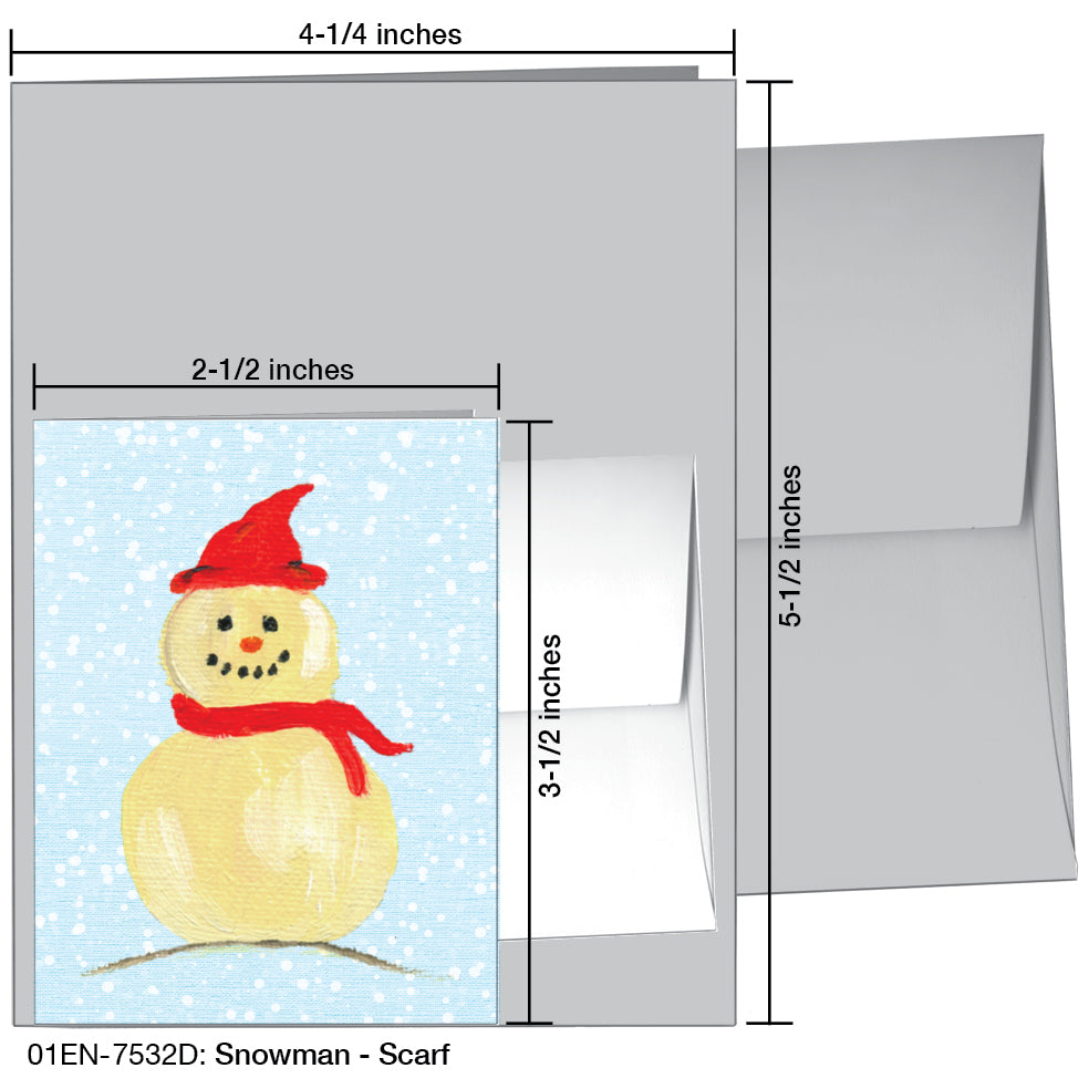 Snowman - Scarf, Greeting Card (7532D)