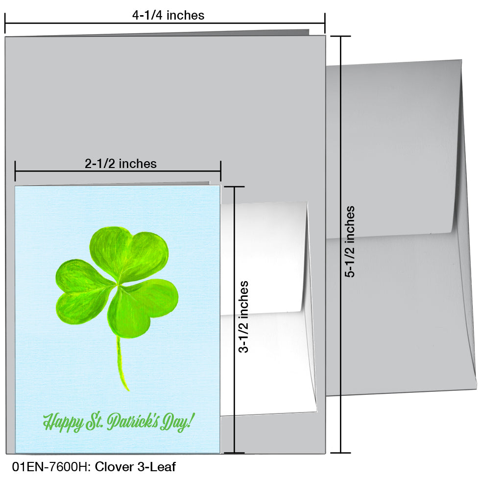 Clover 3-Leaf, Greeting Card (7600H)