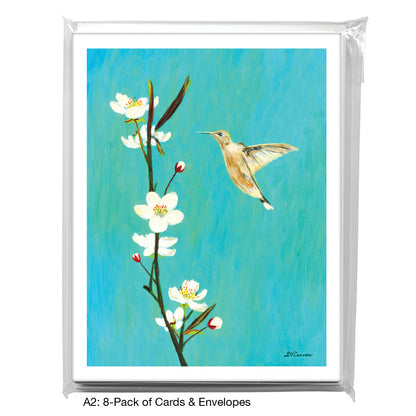 Wild Cherry With Hummingbird, Greeting Card (7758)