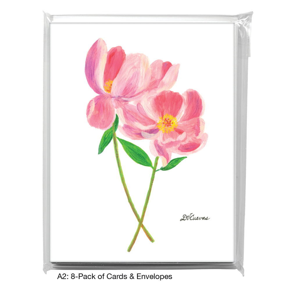 Two Peony Stems, Greeting Card (7821)