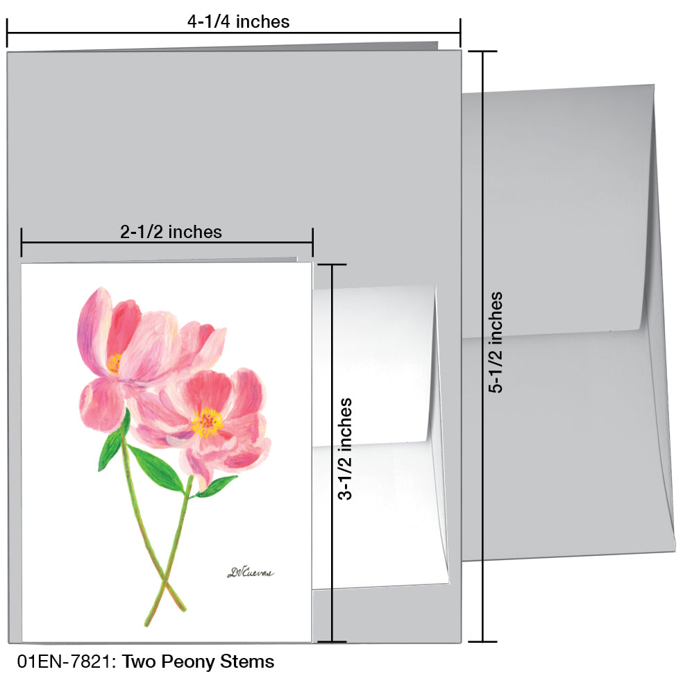 Two Peony Stems, Greeting Card (7821)