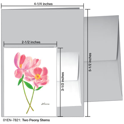 Two Peony Stems, Greeting Card (7821)