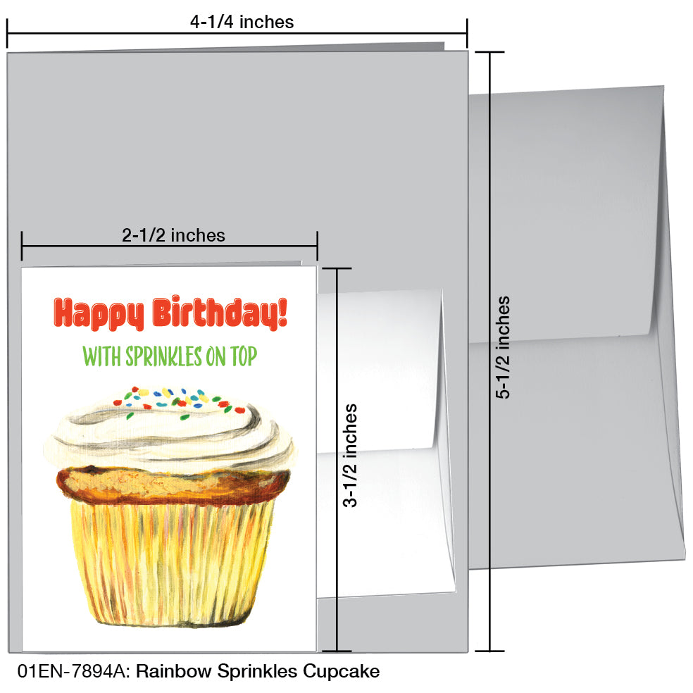 Rainbow Sprinkles Cupcake, Greeting Card (7894A)