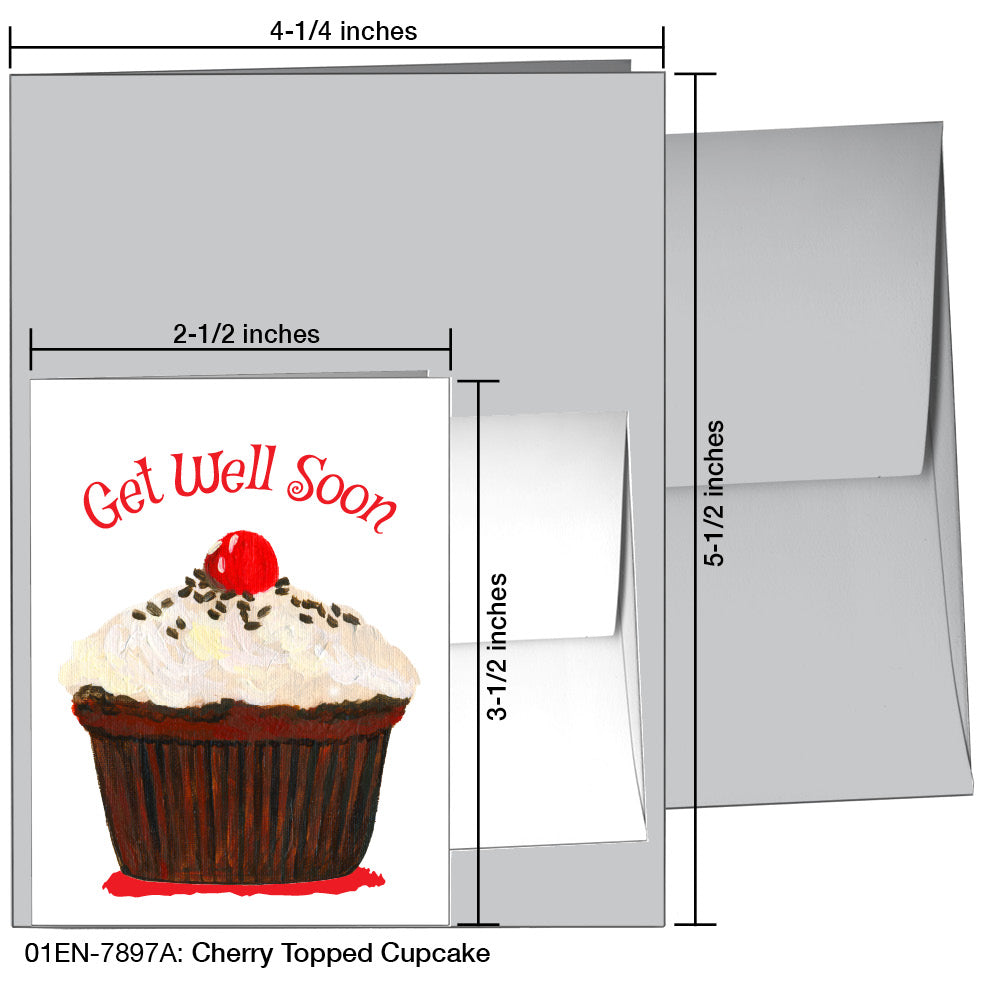 Cherry Topped Cupcake, Greeting Card (7897A)