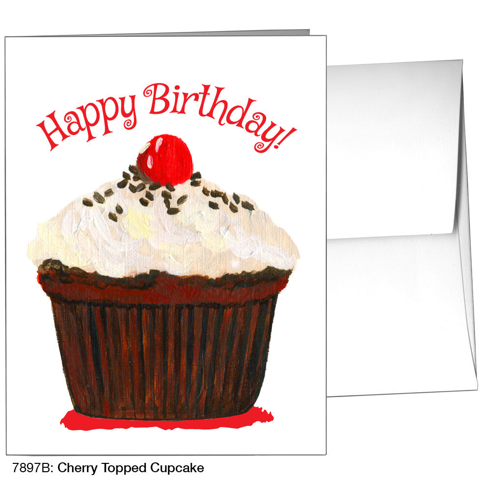 Cherry Topped Cupcake, Greeting Card (7897B)