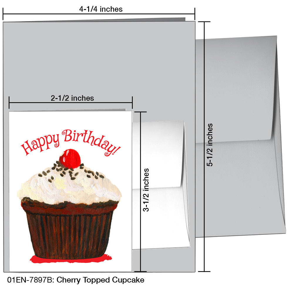 Cherry Topped Cupcake, Greeting Card (7897B)