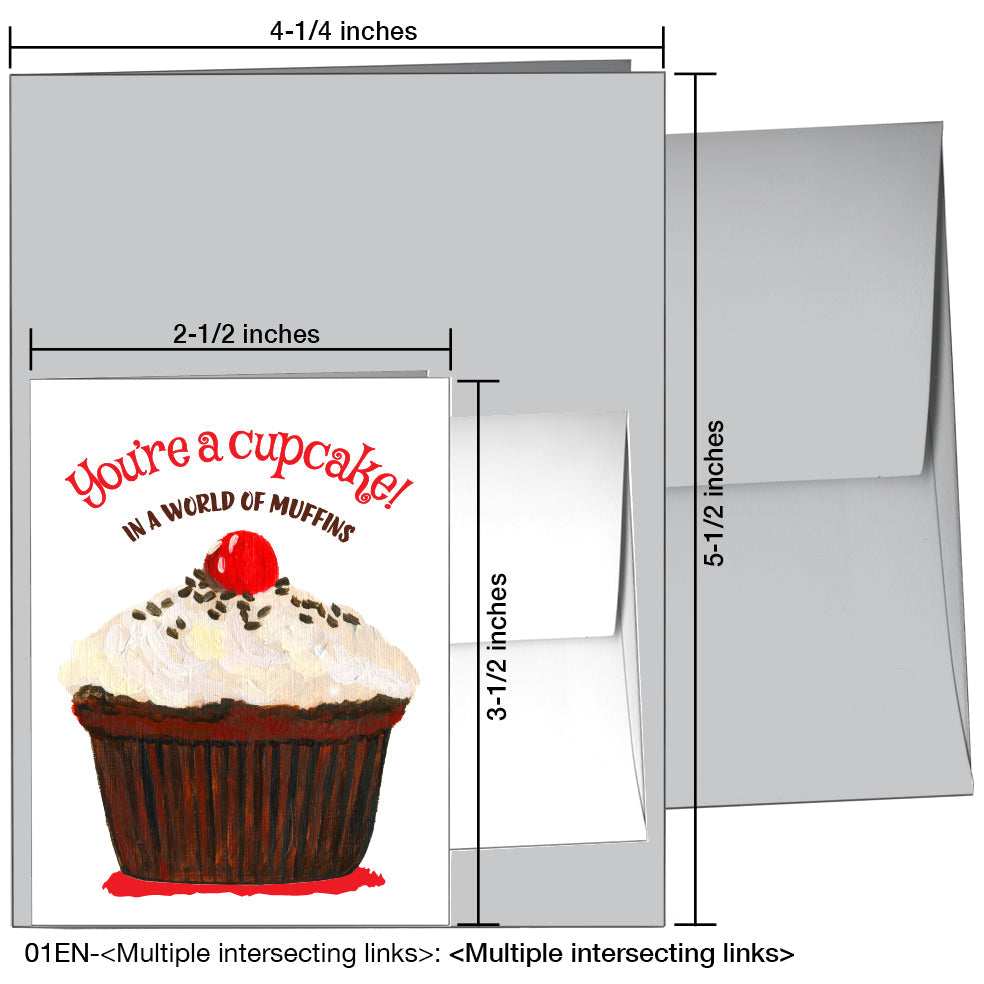 Cherry Topped Cupcake, Greeting Card (7897D)