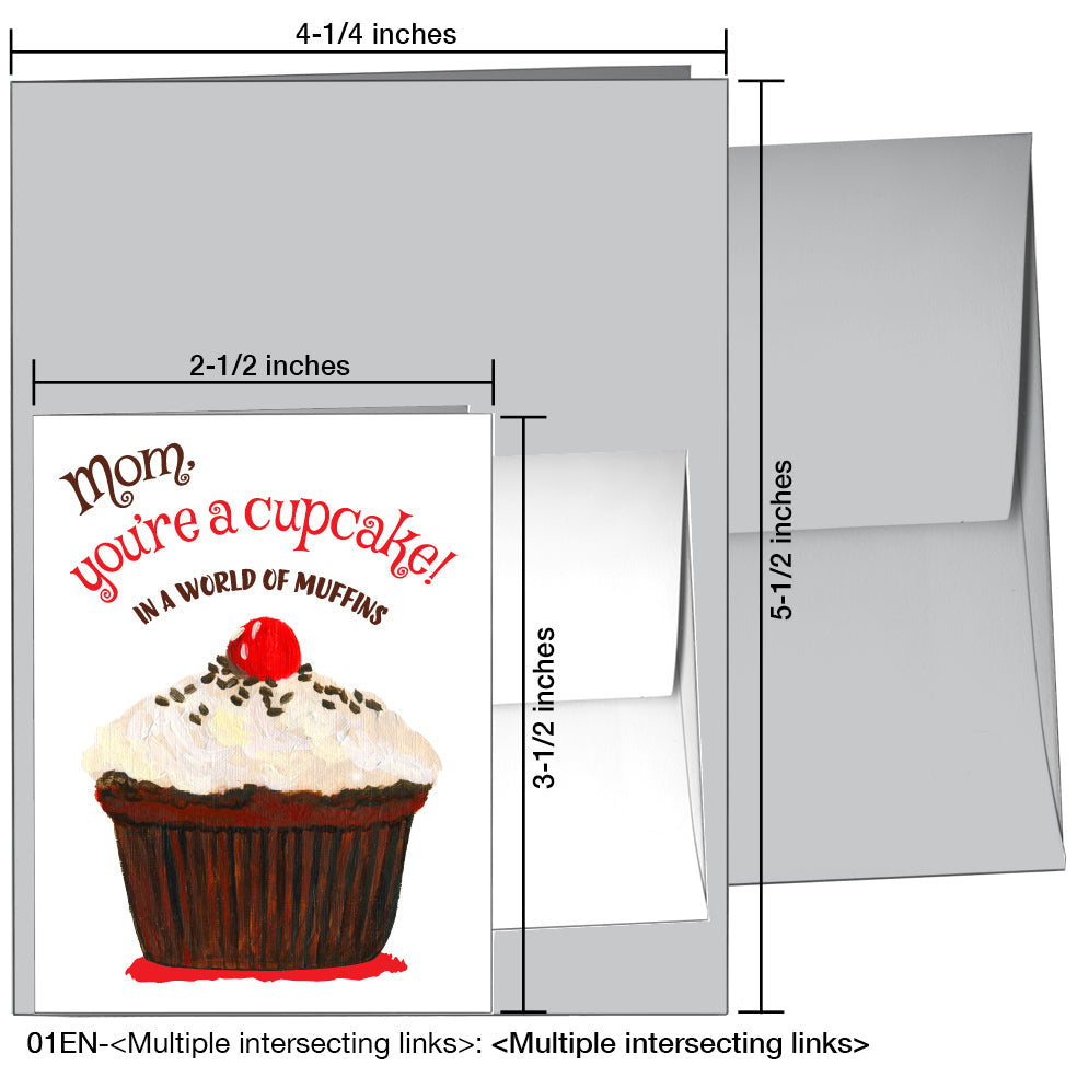 Cherry Topped Cupcake, Greeting Card (7897E)