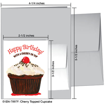 Cherry Topped Cupcake, Greeting Card (7897F)