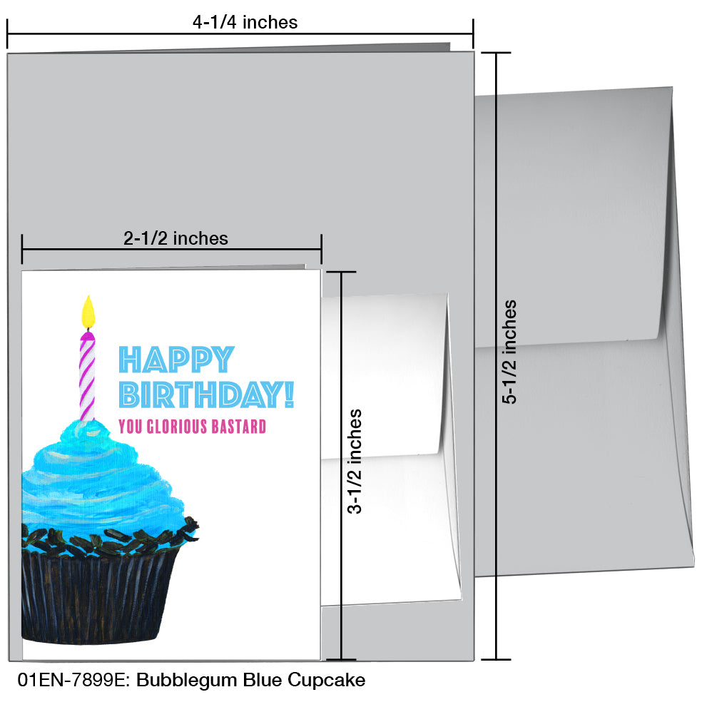 Bubblegum Blue Cupcake, Greeting Card (7899E)