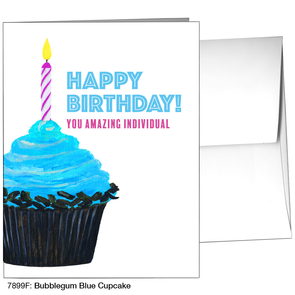 Bubblegum Blue Cupcake, Greeting Card (7899F)