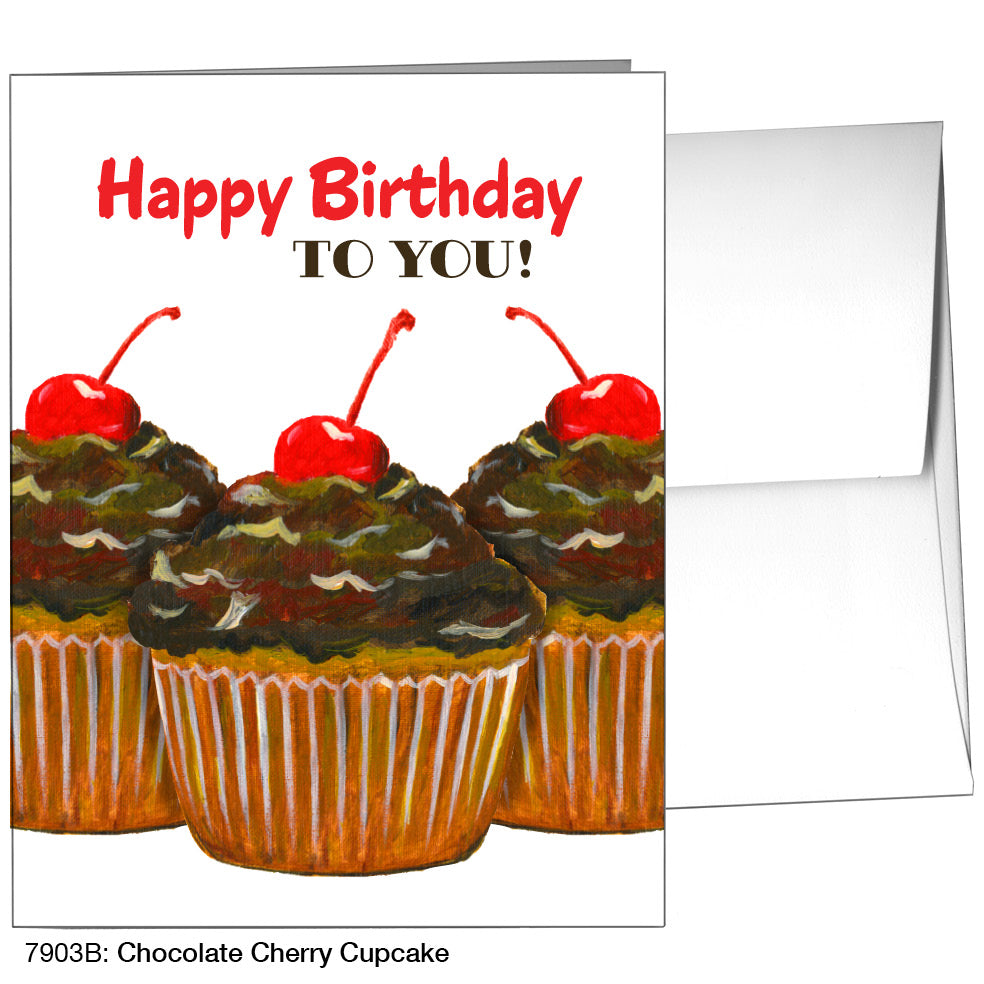 Chocolate Cherry Cupcake, Greeting Card (7903B)