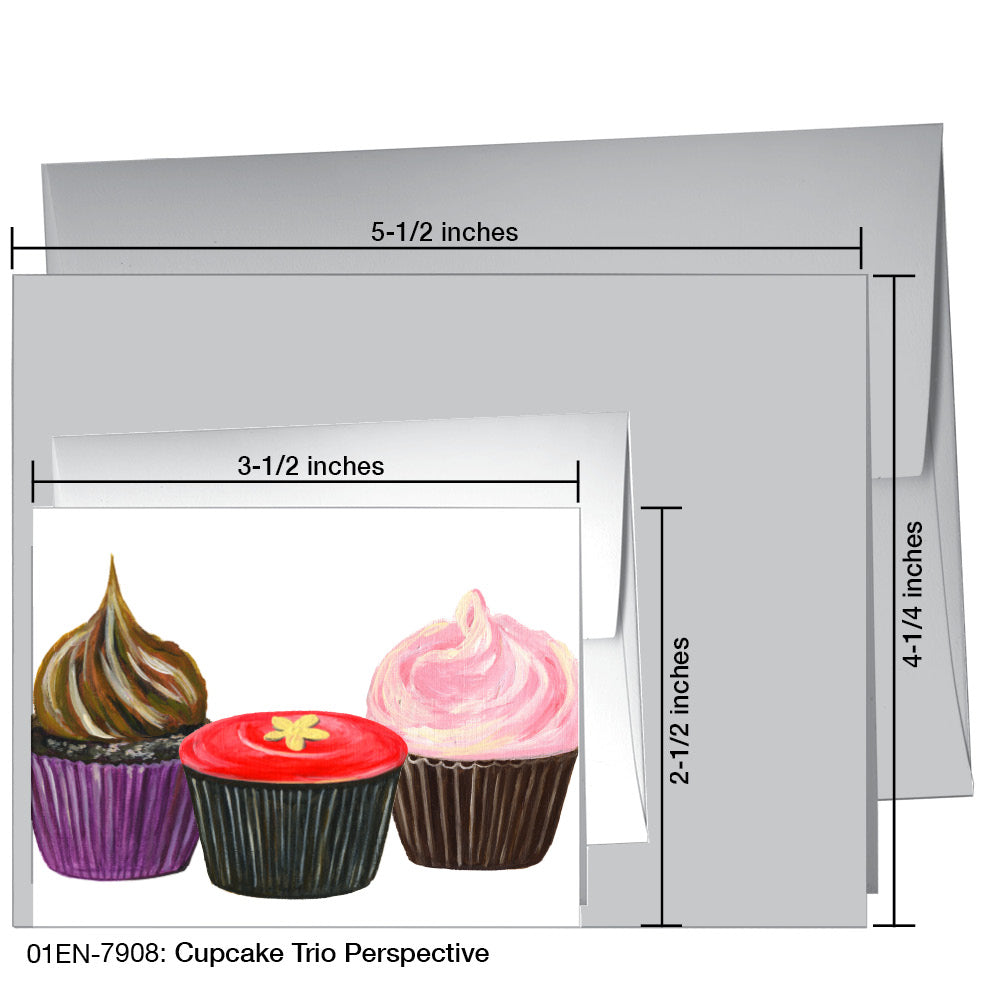 Cupcake Trio Perspective, Greeting Card (7908)