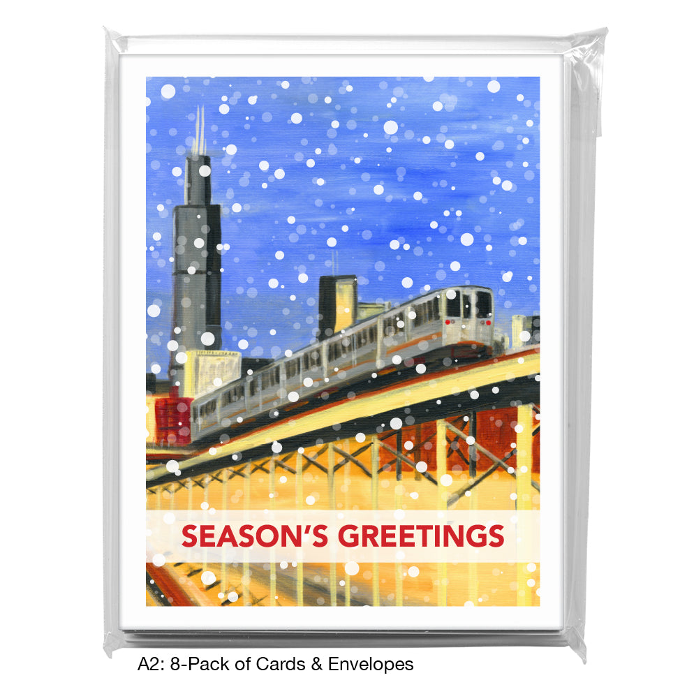 Blue Line Up-Close, Chicago, Greeting Card (7980BA)