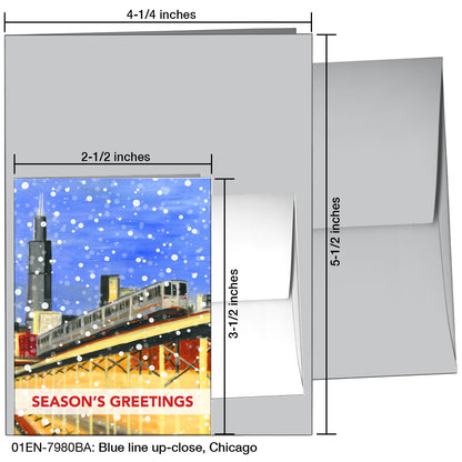 Blue Line Up-Close, Chicago, Greeting Card (7980BA)