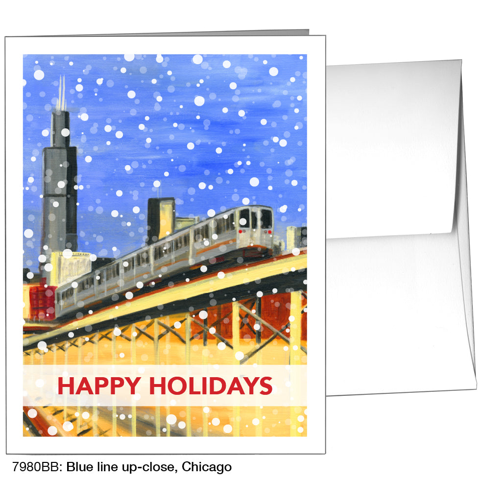 Blue Line Up-Close, Chicago, Greeting Card (7980BB)