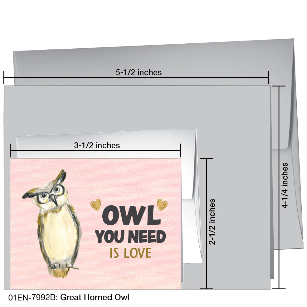 Great Horned Owl, Greeting Card (7992B)