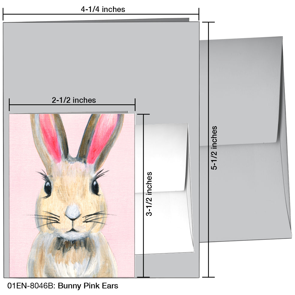 Bunny Pink Ears, Greeting Card (8046B)