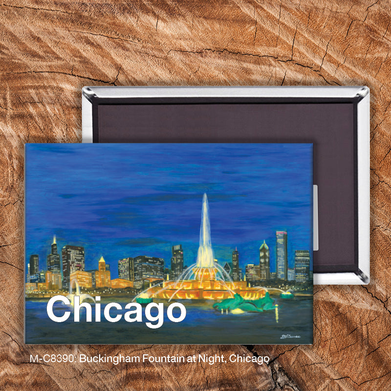 Buckingham Fountain At Night, Chicago, Magnet (8390)