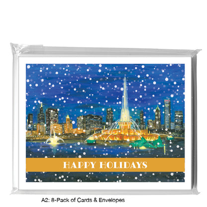 Buckingham Fountain At Night, Chicago, Greeting Card (8390B)