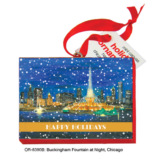 Buckingham Fountain At Night, Chicago, Ornament (OR-8390B)