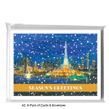 Buckingham Fountain At Night, Chicago, Greeting Card (8390C)