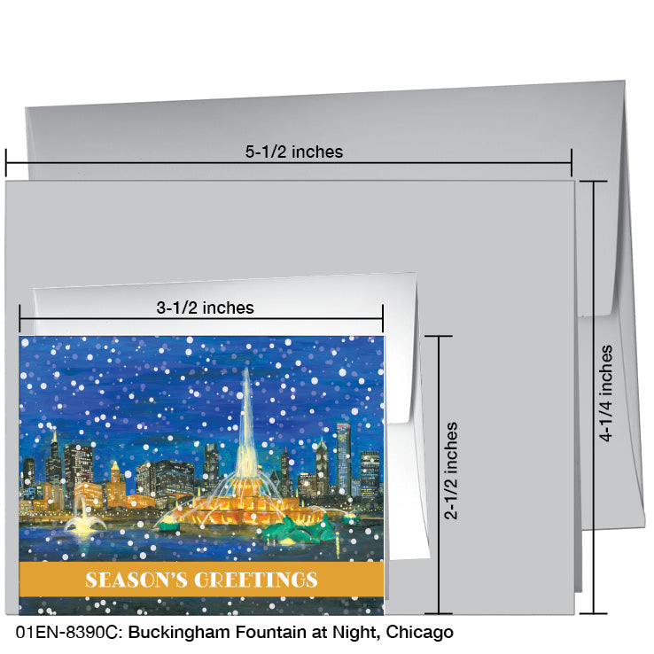 Buckingham Fountain At Night, Chicago, Greeting Card (8390C)