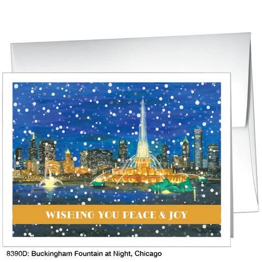 Buckingham Fountain At Night, Chicago, Greeting Card (8390D)