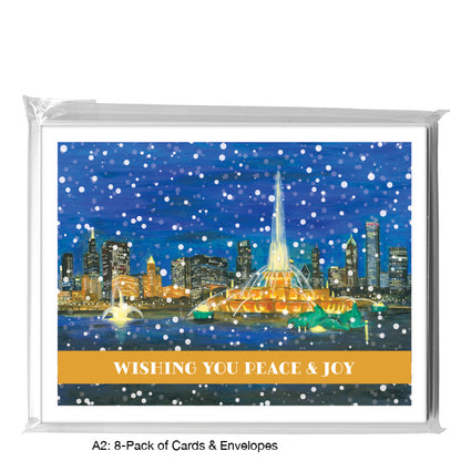 Buckingham Fountain At Night, Chicago, Greeting Card (8390D)