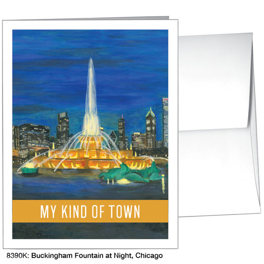 Buckingham Fountain At Night, Chicago, Greeting Card (8390K)