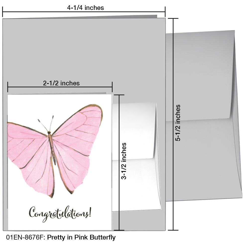 Pretty in Pink Butterfly, Greeting Card (8676F)