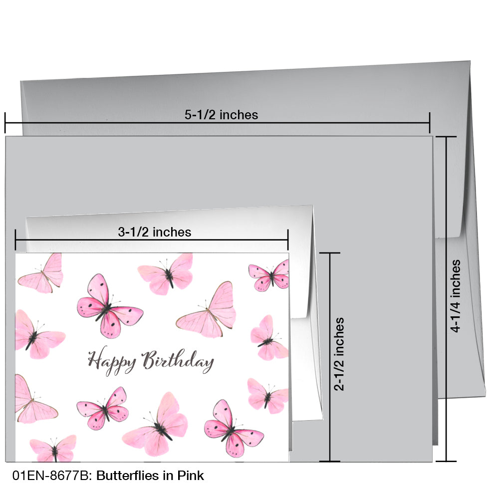 Butterflies in Pink, Greeting Card (8677B)